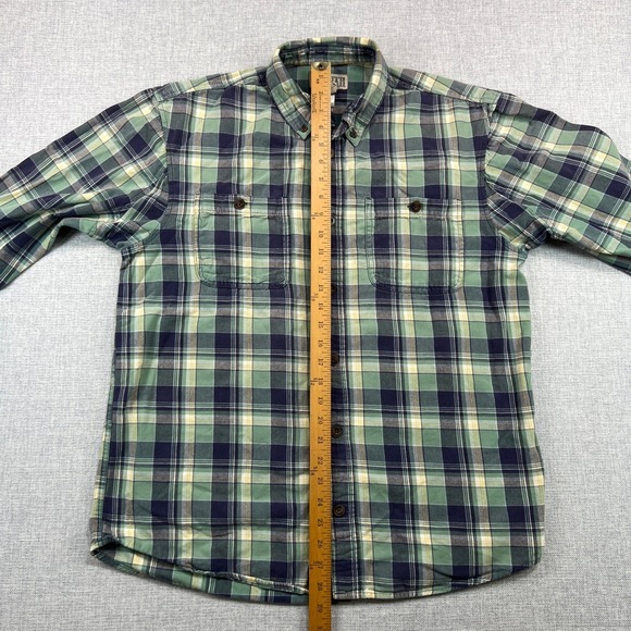 Duluth Trading Free Swingin Flannel Shirt Mens Medium Green Blue Plaid‎ Outdoor - Picture 6 of 9